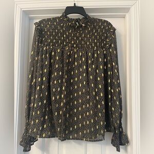 MELLODAY Black and Yellow Patterned Blouse